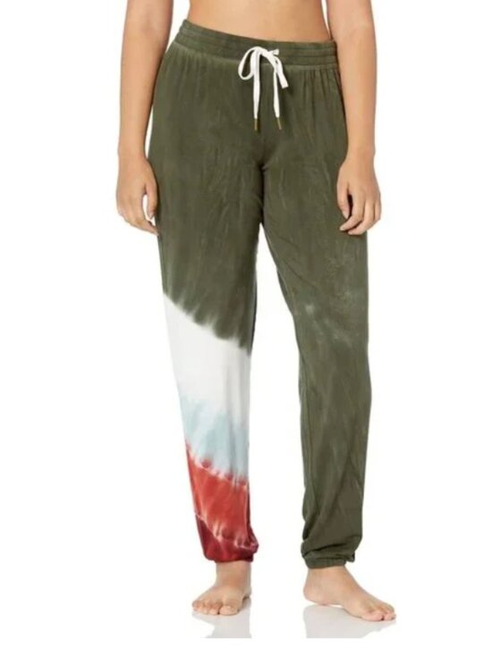 PJ Salvage Pants - PJ Salvage Mountain Bound Tie Dye Joggers in Olive Green - M